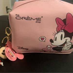 NWT Crème pink Disney bag with NWT Disney Minnie‎ bag charm/keychain bundle